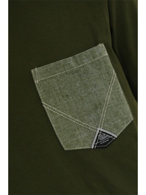 T-shirt Pocket in jersey Green con tasca denim Roy Roger's | RRU90172CA16XXXXC0400